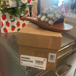 Steve Madden Brionna Sandals with Rhinestones - Tan